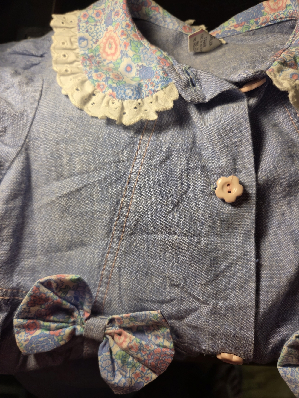 VTG Toddler Girls Floral Denim Jumpsuit Romper 4T Cottagecore - Picture 4 of 4